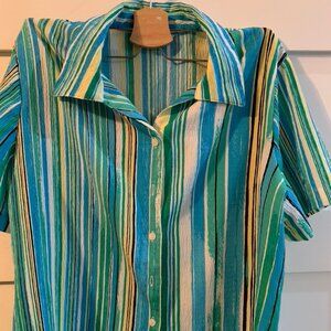 Allison Daley Petite Stripped Button Up Shirt